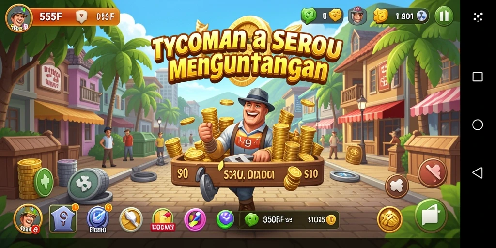Tampilan gameplay menarik dari 555F, permainan Tycoon yang seru.
