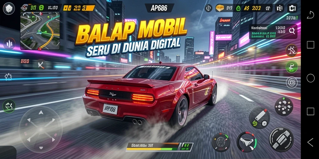 Tampilan menarik dari gameplay balapan di AP686 yang seru dan menegangkan.
