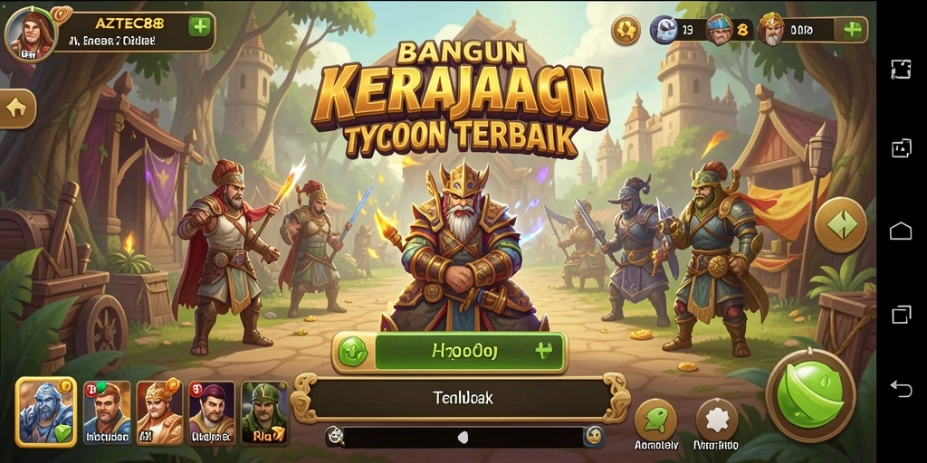 Tampilan gameplay AZTEC88 yang menarik dengan elemen Tycoon yang mendalam.