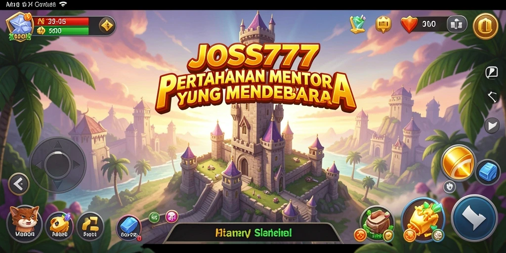 Screenshot JOSS777 menampilkan intensitas pertempuran menara pertahanan.