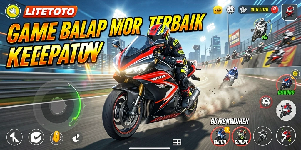 Tangkapan layar gameplay LITETOTO yang menampilkan balapan mendebarkan di trek.