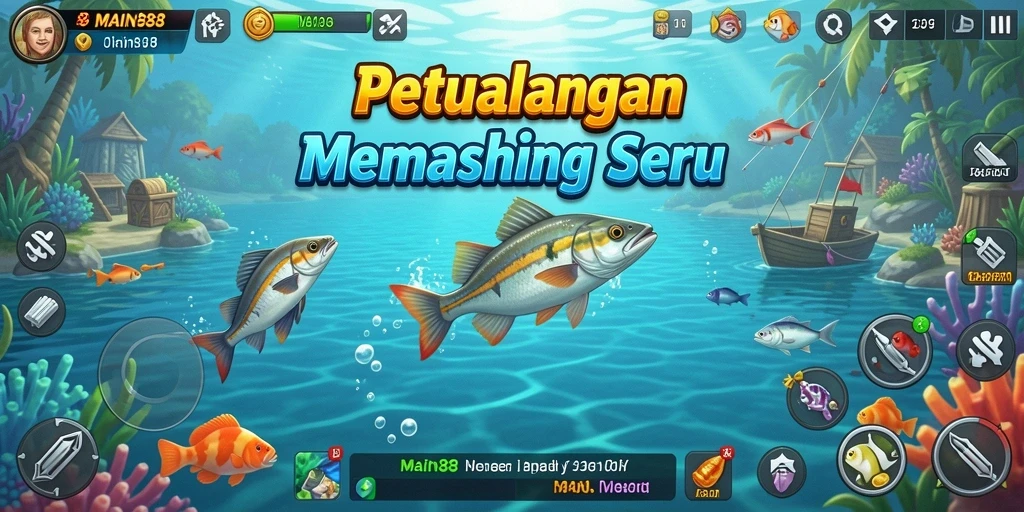 Screenshot gameplay yang menampilkan aksi memancing seru di MAIN88.