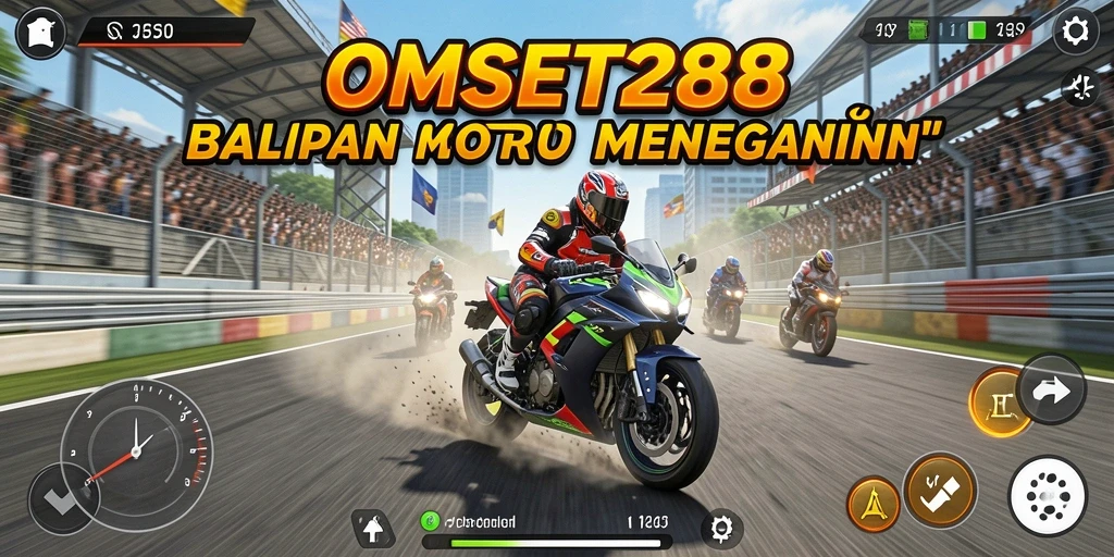 Tampilan gameplay balapan motor yang mendebarkan di OMSET288.