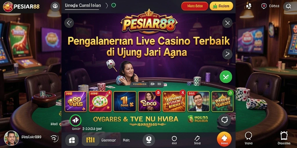 Tampilan gameplay Live Casino PESIAR88 yang menawan dan interaktif.
