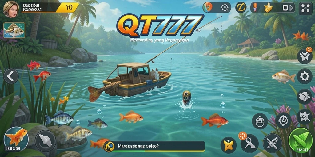 Menampilkan gameplay menarik dari QT777 saat memancing.