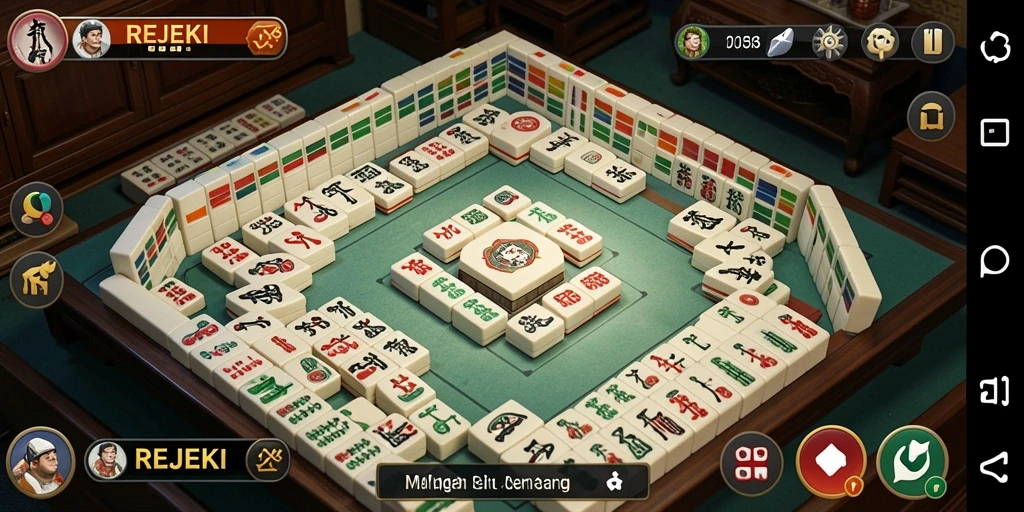 Tampilan gameplay Mahjong yang menantang di REJEKI.