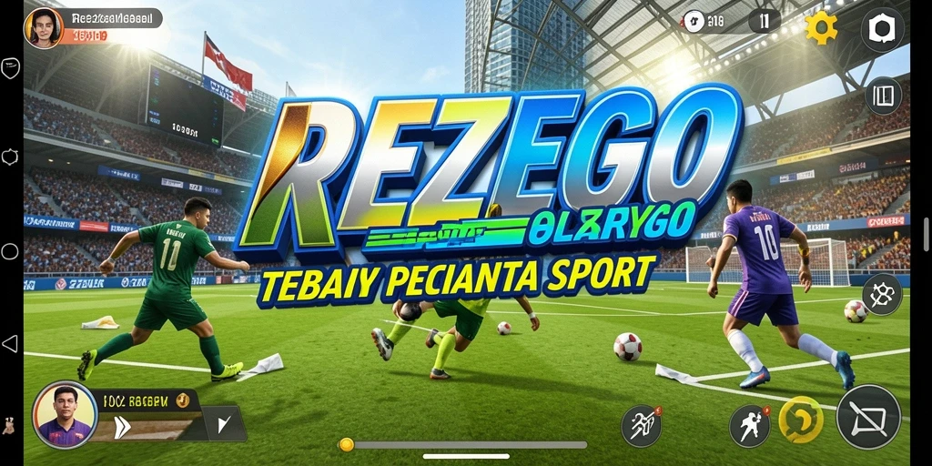 Tampilan screenshot utama REZEGO menampilkan gameplay seru dalam pertandingan olahraga.