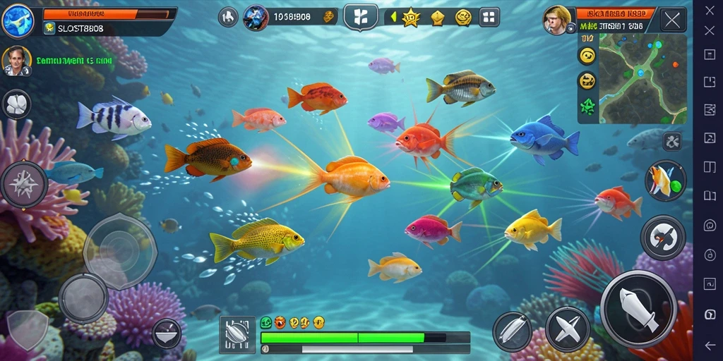 Gameplay SLOST8808 dengan aksi tembak ikan yang mendebarkan.