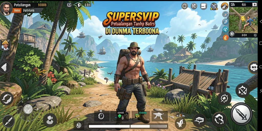 Screenshot menunjukkan petualangan mendebarkan di dunia terbuka SUPERSVIP.
